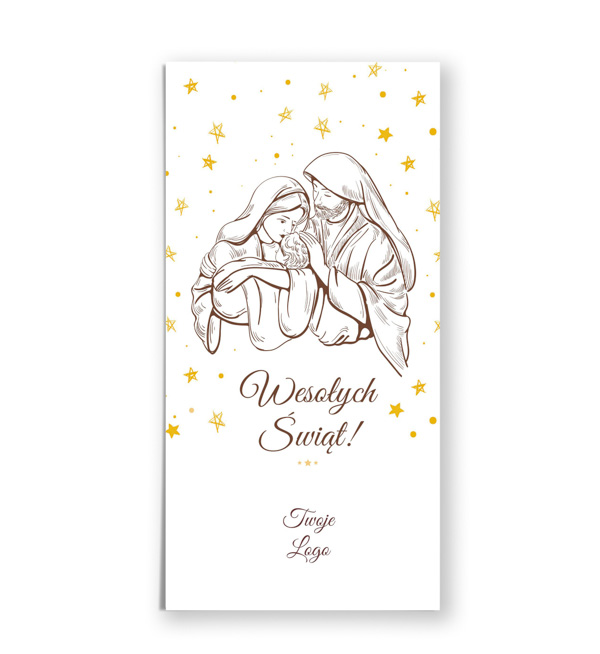 Religijne kartki świąteczne dla firm z Maryją, Józefem i Jezusem